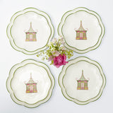 Pink & Green Pagoda Dinner & Starter Plates (Set of 8)