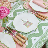 Pink & Green Pagoda Dinner & Starter Plates (Set of 8)