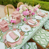 Pink & Green Pagoda Dinner & Starter Plates (Set of 8)