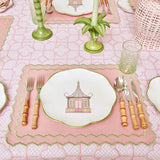 Pink & Green Pagoda Dinner Plate (Set of 4)