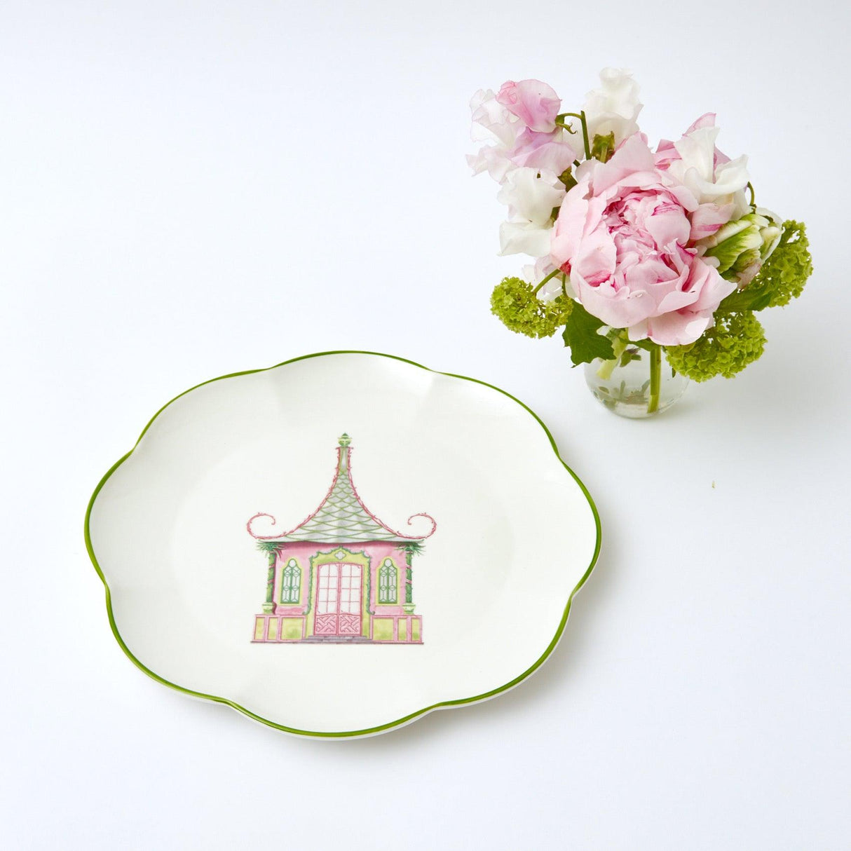 Pink & Green Pagoda Dinner Plate (Set of 4)