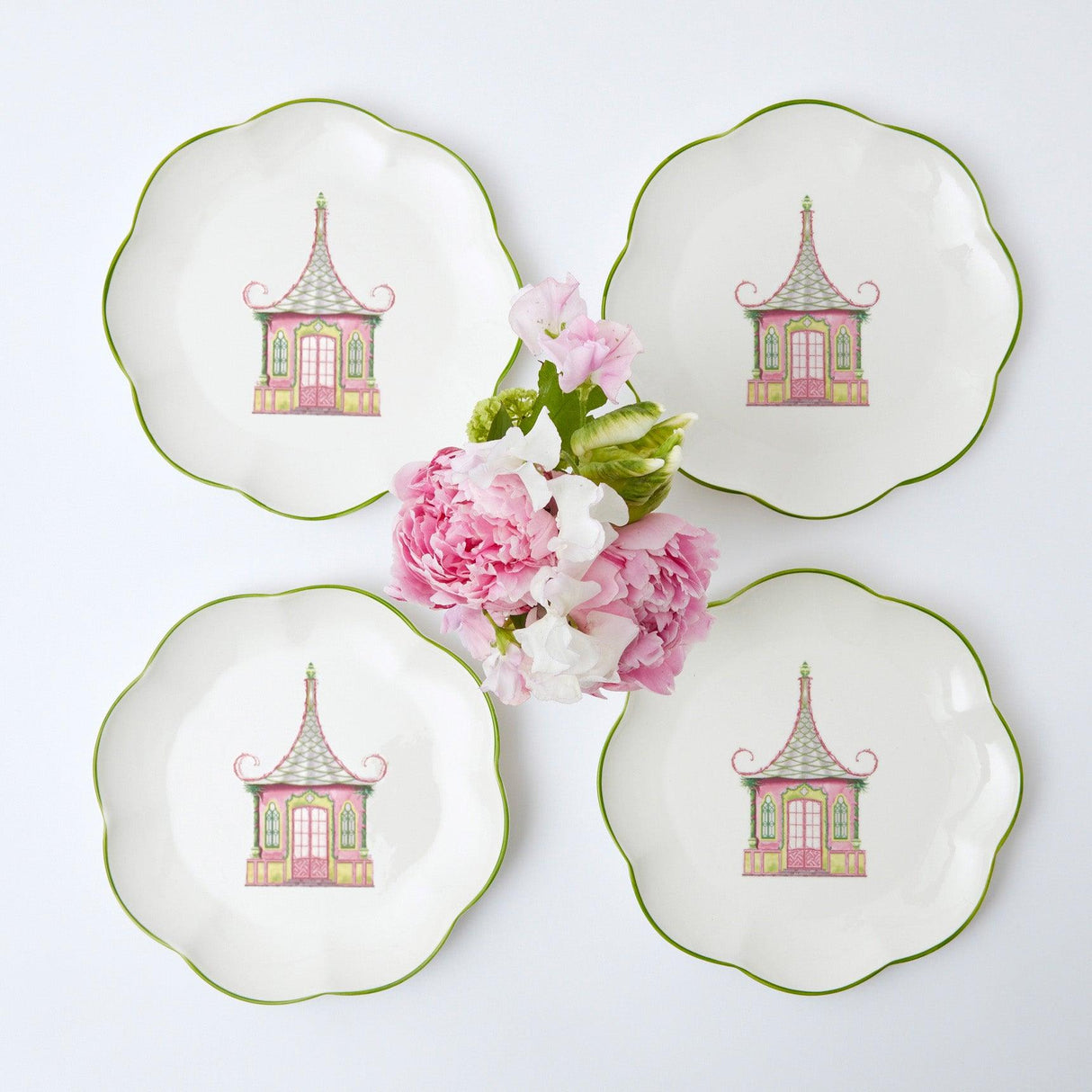 Pink & Green Pagoda Starter Plate (Set of 4)