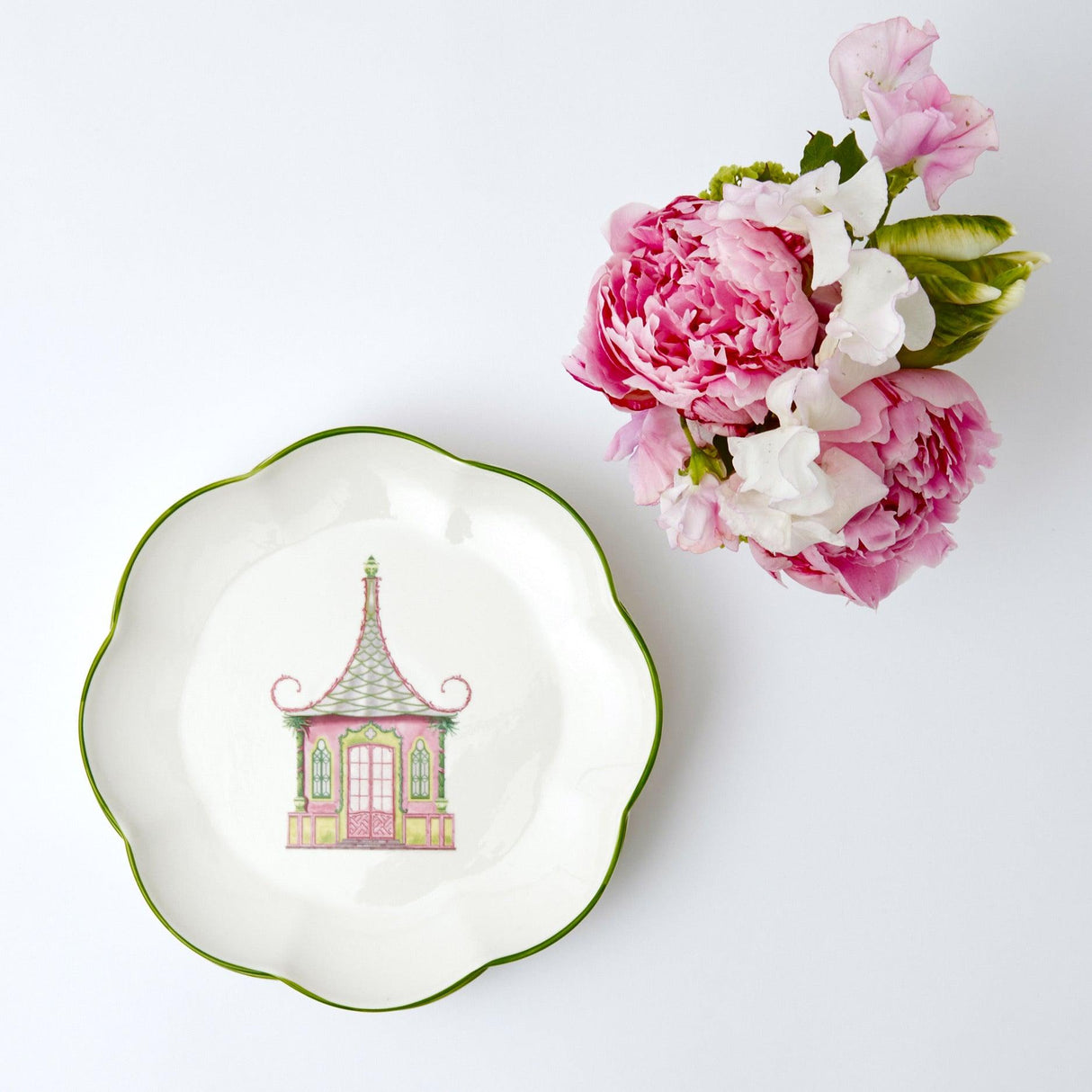 Pink & Green Pagoda Starter Plate (Set of 4)