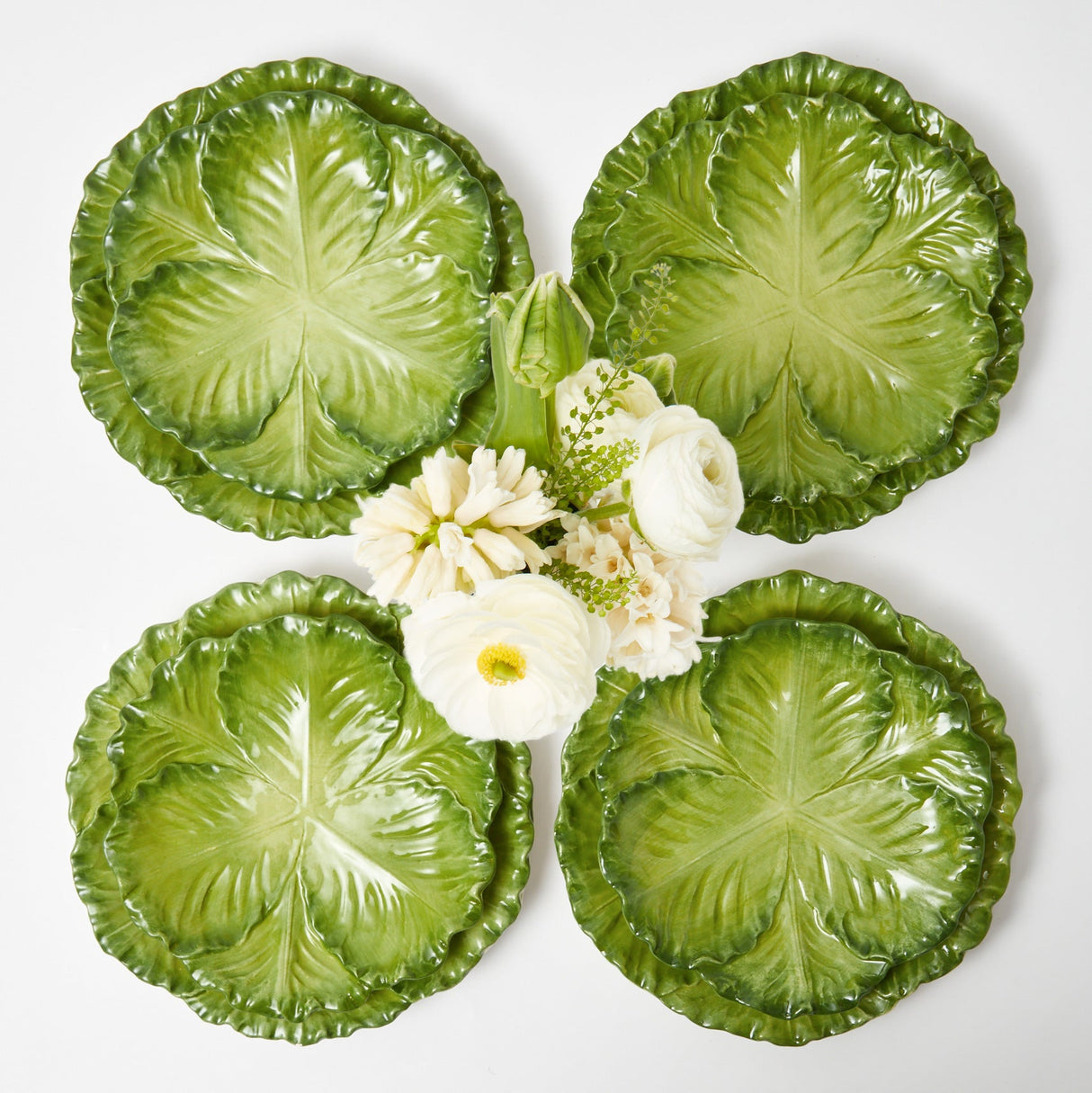 Serena Green Cabbage Dinner & Starter Plates (Set of 8)