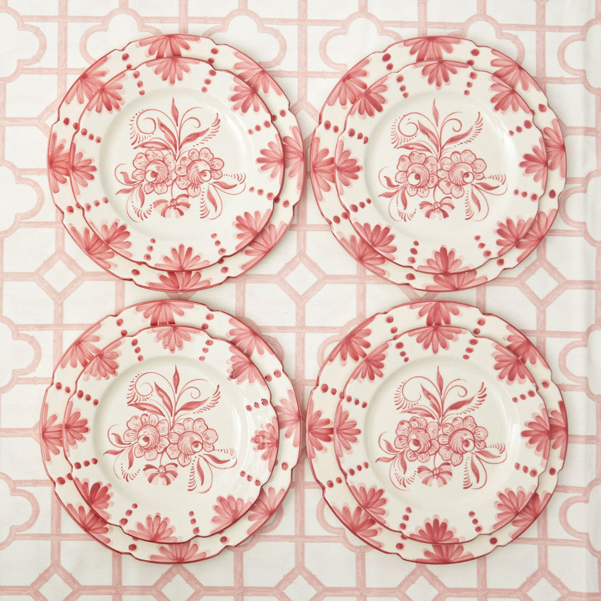 Seville Pink Gardênia Dinner & Starter Plates (Set of 8)