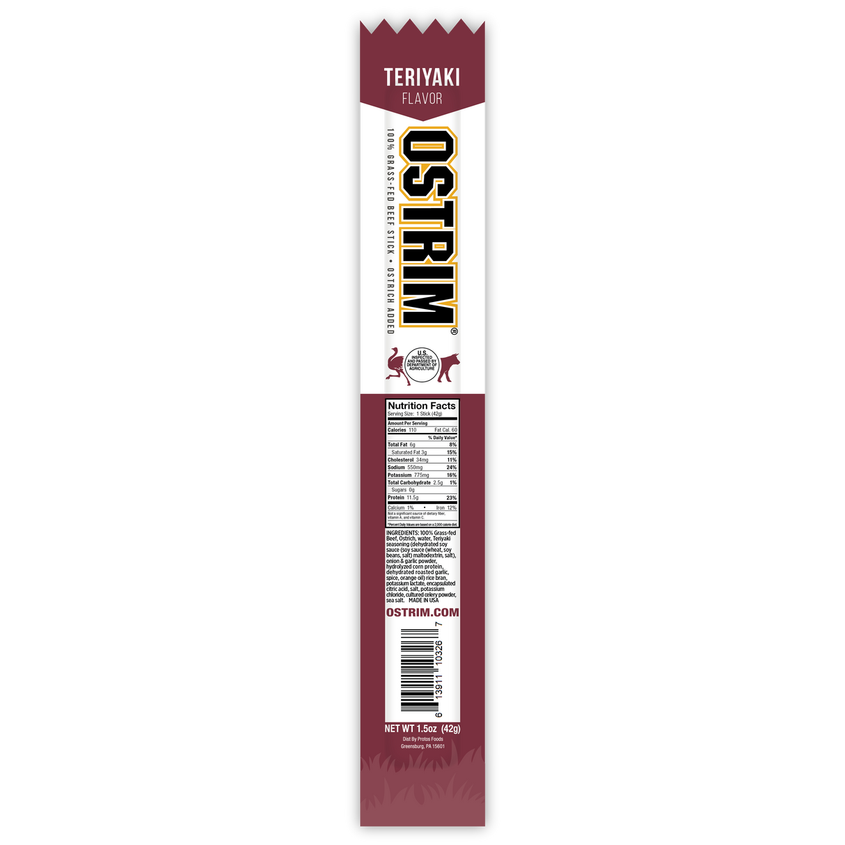 Teriyaki Grass-fed Beef & Ostrich, 10 Sticks