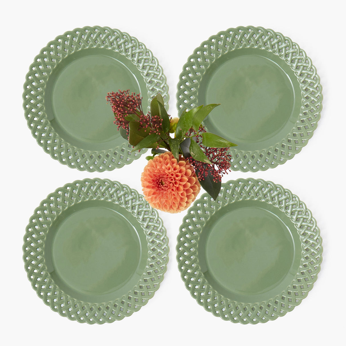 Sage Basketweave Starter Plates (Set of 4)