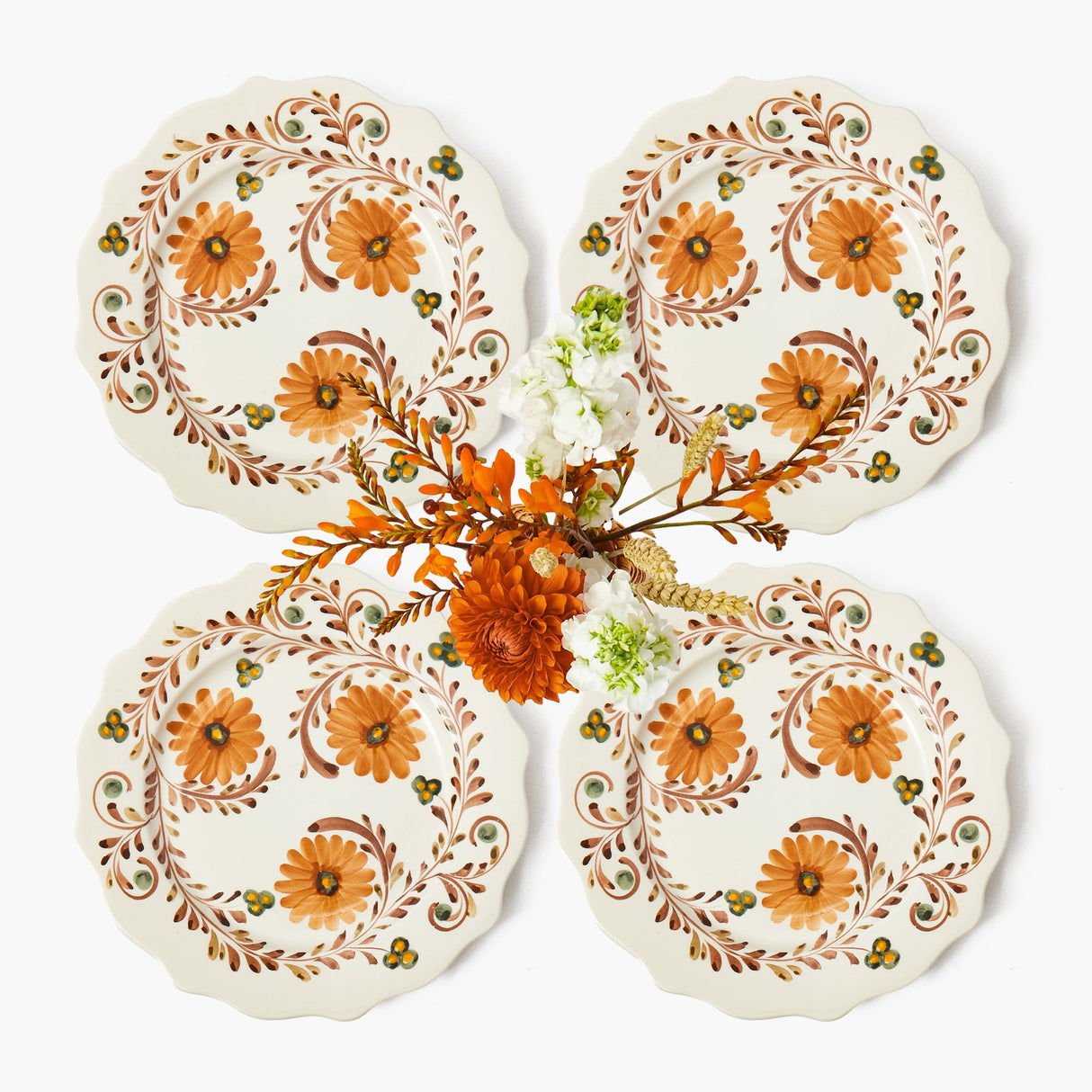 Autumn Flowers Starter Plates (Set of 4)