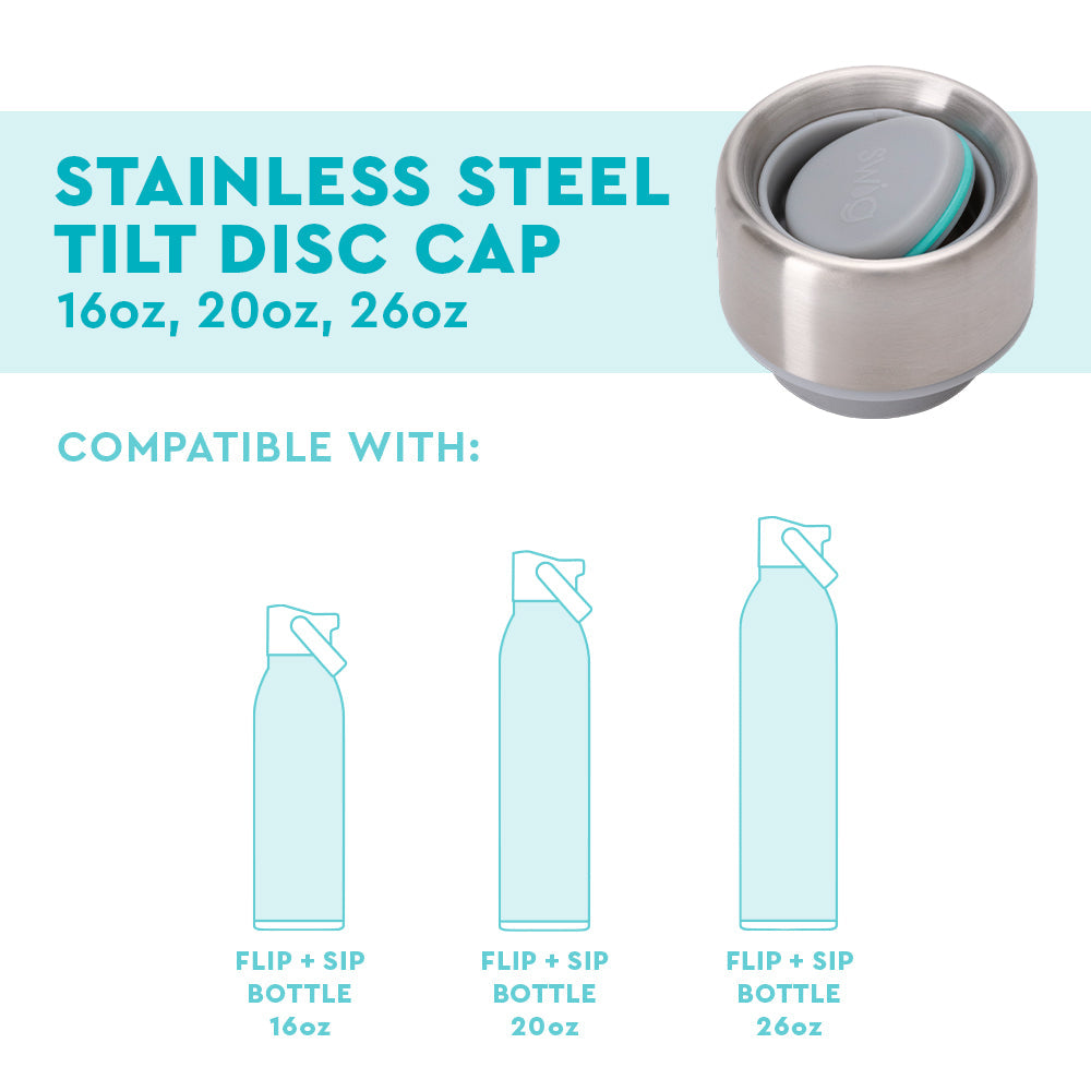 Stainless Steel Tilt Disc Cap (16oz, 20oz, 26oz Bottles)