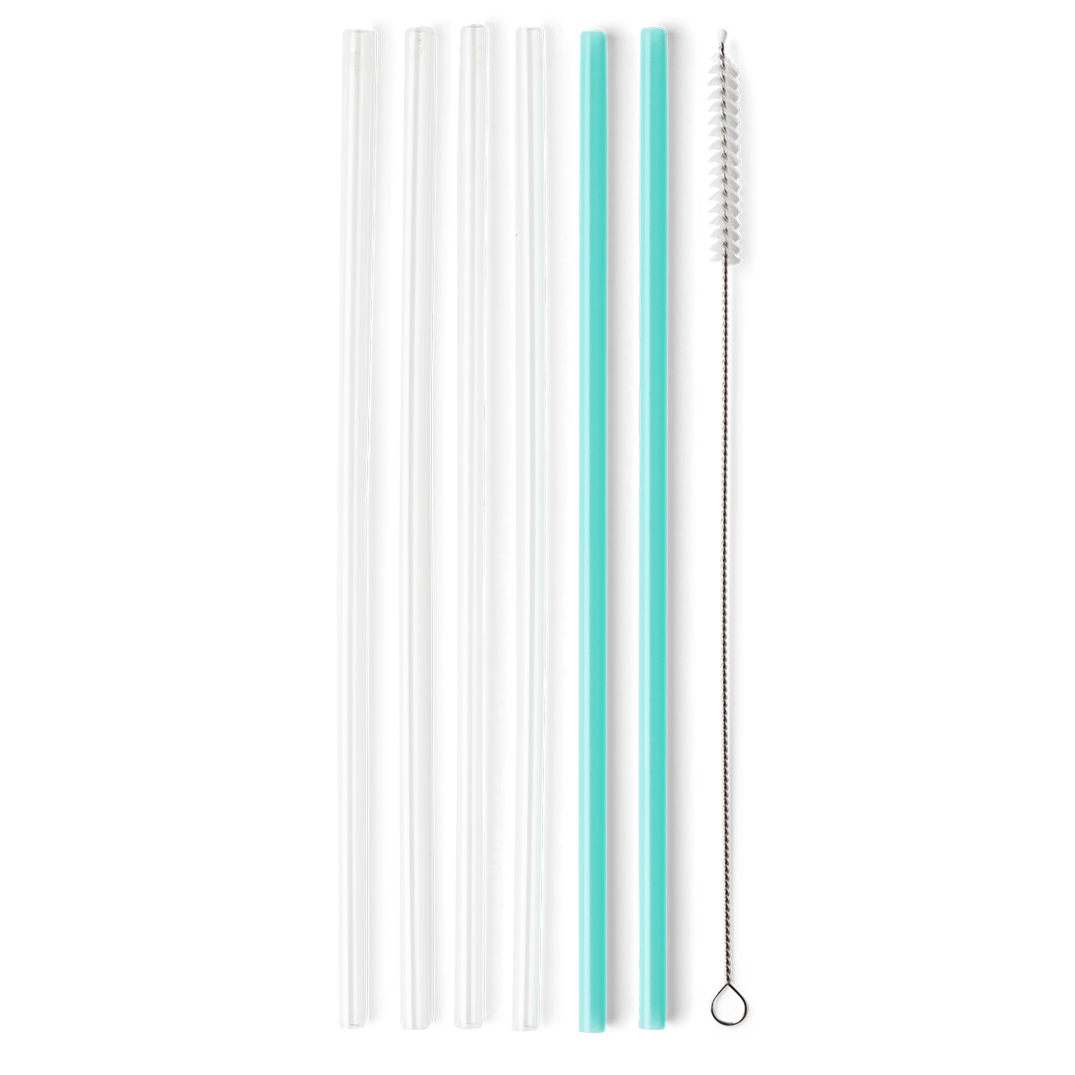 Clear + Aqua Reusable Straw Set