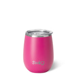 Copa de vino sin tallo de color rosa intenso (14 oz)