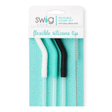 White/Aqua/Black Reusable Straw Set (Mega Mugs)