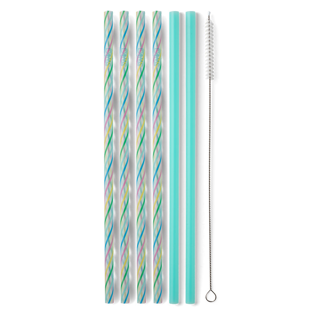 Rainbow + Aqua Reusable Straw Set