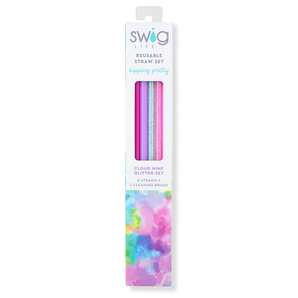 Cloud Nine Glitter Reusable Straw Set