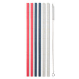 Red, White & Blue Glitter Reusable Straw Set