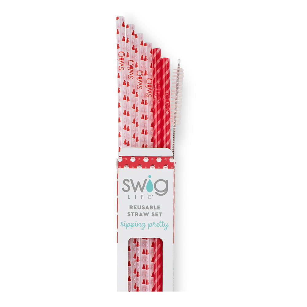 Santa Baby + Candy Cane Reusable Straw Set